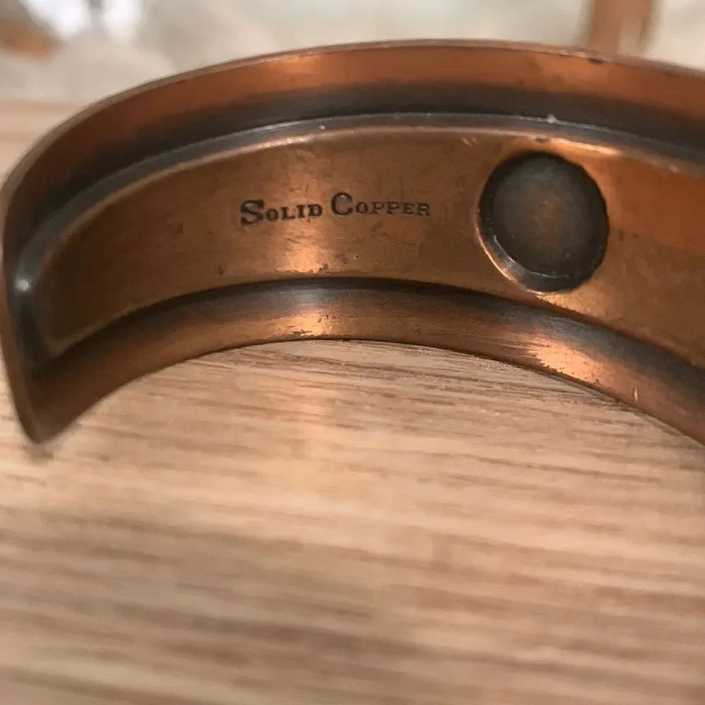 Vintage Copper Cuff Bracelet Marked Solid Copper‎